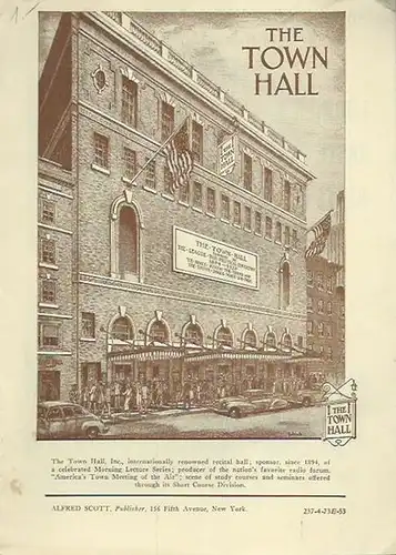 Town Hall: Programmheft zu: Town Hall, Season 1952-1953. 'Anna Russell'. International Concert Comedienne. 