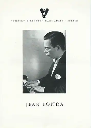 Hochschule für Musik, Konzertsaal. - Jean Fonda: Programmheft zum Klavier-Abend von Jean Fonda am 15. März 1963 im Konzertsaal der Hochschule für Musik. Programm: Robert...