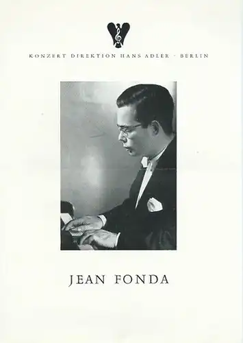 Hochschule für Musik, Konzertsaal.   Jean Fonda: Programmheft zum Klavier Abend von Jean Fonda am 15. März 1963 im Konzertsaal der Hochschule für Musik.. 