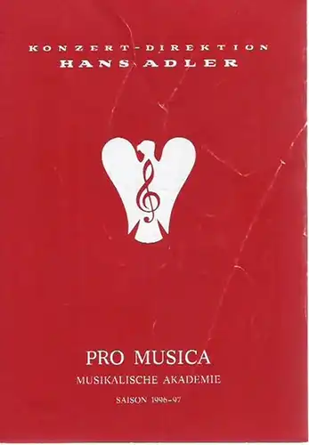 Programmheft zum 3. Konzert der Musikalischen Akademie / Philharmonie am 5. Dezember 1996: Orquesta Filarmonica de Buenos Aires. Dirigent: Garcia Navarro. Solist: Bruno Leonardo Gelber. Programm: Brahms: Klavierkonzert Nr. 1 d-Moll op.15; Berlioz, Symphon
