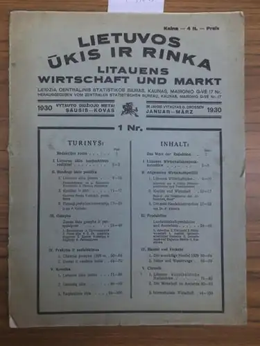 Litauen. - Lietuvos ukis ir rinka. - Litauens Wirtschaft und Markt. - Zentrales Statistisches Bureau, Kaunas, Maironio (Hrsg.): Lietuvos ukis ir rinka. Litauens Wirtschaft und Markt. In litauischer und deutscher Sprache. In lithuanian an german language. 