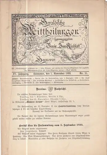 Heraldische Mitteilungen.   Verein zum Kleeblatt (Hrsg.) / Ahrens, H. (Red.): Heraldische Mittheilungen herausgegeben vom Verein 'Zum Kleeblatt.' IV. Jahrgang Nr. 11 vom 1.. 