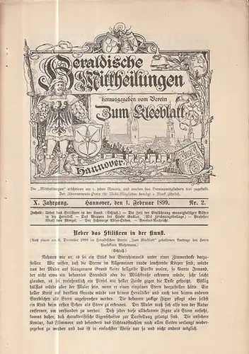 Heraldische Mitteilungen. - Verein zum Kleeblatt (Hrsg.) / Ahrens, H. (Red.): Heraldische Mittheilungen herausgegeben vom Verein 'Zum Kleeblatt.'  X. Jahrgang Nr. 2 vom 1...