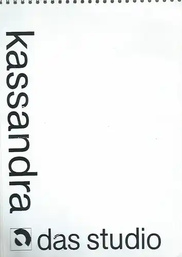 Programmheft zu: Kassandra. Nach einer Erzählung von Christa Wolf. Bühnenbearbeitung und Regie: Alexander Müller. Bühne und Kostüme: Astrid Reinhardt. Darsteller: Sandra Markus und Monika Stenzel. Premiere: 5. 12. 1987