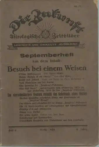 Zukunft, Die.   Redaktion: M. Lüdecke.   Beiträge: Rudolf Böckler / Curt Eisen / Jean Paar u. a: Die Zukunft. Septemberheft 1928, Jahrgang.. 