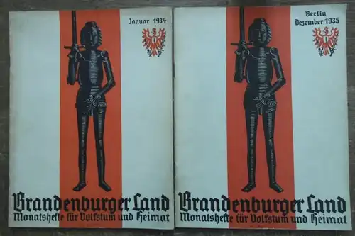Brandenburger Land. - Hans Volz / Gerhard Wohler / Herybert Menzel (Hrsg.): Brandenburger Land. 14 Hefte der Reihe: Jahrgang 1, 1934, Hefte Januar bis Dezember...