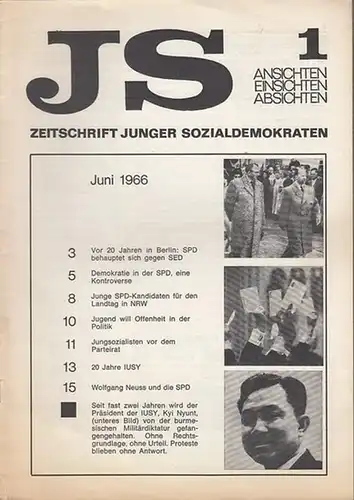 JS   Zeitschrift junger Sozialdemokraten.   Günther Müller, Peter Corterier, Horst Seefeld: JS   Ansichten, Einsichten, Absichten. Zeitschrift junger Sozialdemokraten. Heft 1.. 