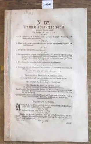 Rostock, N. 132. Commissions Protocoll vom 4ten October 1770 (Bezüglich diverser Wahlen und Repräsentanten unter Anwesenheit des Kanzleirats Faull; des Hofrats Aepinus; Brauergewerkschaft und Kaufmannshandwer.. 