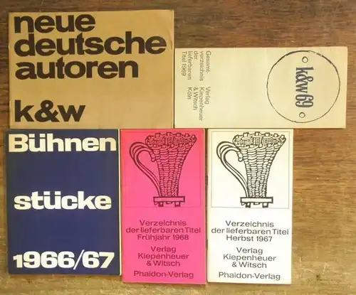 Kiepenheuer & Witsch Köln: Verlag Kiepenheuer & Witsch Köln. Konvolut mit 5 Katalogen: Verzeichnis der lieferbaren Titel 1967, 1968 und 1969, Bühnenstücke 1966 / 1967 und Neue deutsche Autoren. 