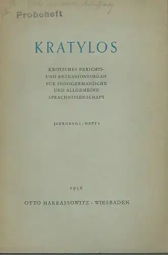 Kratylos.   Georges Redard (Hrsg.).   Anton Scherrer: Kratylos. Kritisches Berichts  und Rezensionsorgan für indogermanische und allgemeine Sprachwissenschaft. Jahrgang 1, Heft 1.. 