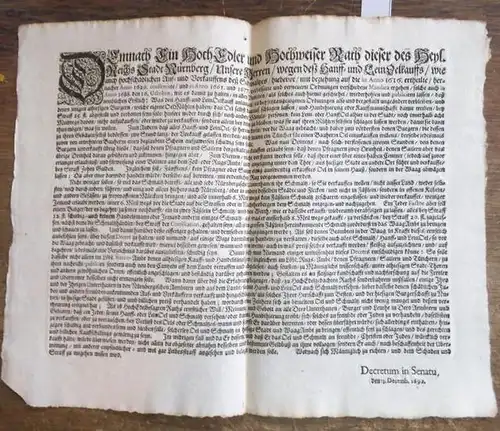 Nürnberg: Demnach Ein Hoch Edler und Hochweiser Rath dieser des Heyl. Reichs Stadt Nürnberg / Unsere Herren / wegen deß Hanff  und LeinOelkauffs /.. 