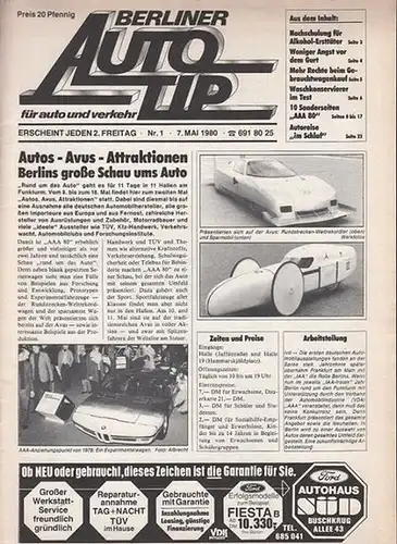 Berliner Auto   Tip.   Andre Dujardin / Jürgen Kleindienst (Hrsg.).   Ingo von Dahlern (Chefred.): Berliner AutoTip für Auto und Verkehr.. 