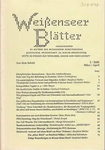 Berlin Weißensee.   Müller, Hanfried (Herausgeber).   Herausgegeben im Auftrag des Weissenseer Arbeitskreises (Kirchliche Bruderschaft in Berlin Brandenburg).    Müller, Hanfried.. 