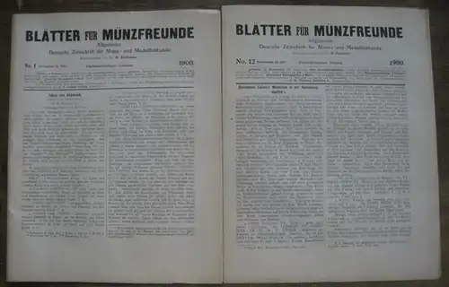 Blätter für Münzfreunde. - E. G. Gersdorf (Begründer). - H. Buchenau (Hrsg. Ab 1899). - Julius Erbstein (Hrsg. Bis 1897). - H. Dannenberg / Otto...