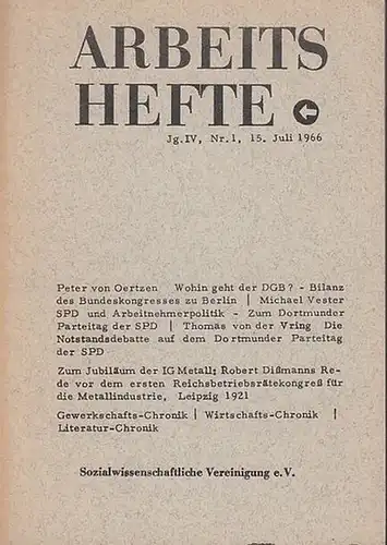 Broch, Adolf / Thomas Leithäuser  et al. (Hrsg.): Arbeitshefte.  Jahrgang IV, Nr. 1, 1966. 