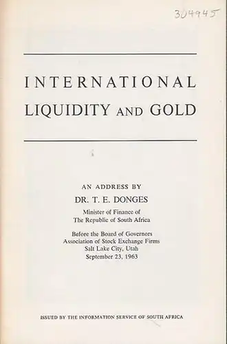 Dönges, T. E: International Liquidity and Gold. 
