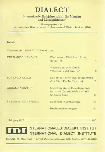 Dialect.   Fernand Hoffmann (Redaktion).   Fernando Bandini / Lorenzo Renzi / Pier Paolo Pasolini.   Gerald Newton / Fernand Hoffmann: Dialect.. 