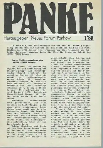 Panke, Die.   Neues Forum Pankow (Herausgeber).    Autoren: Ingo Klein, R. Hartmann, Bernd Schmidt, Waldemar Dege, Ursula Kräft, V. Klonke, U.. 