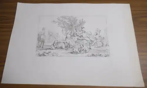 Ramberg, Johann Heinrich (1763 - 1840): Ohne Titel. Radierung. Abgebildet sind Soldaten beim Gelage im Freien. 