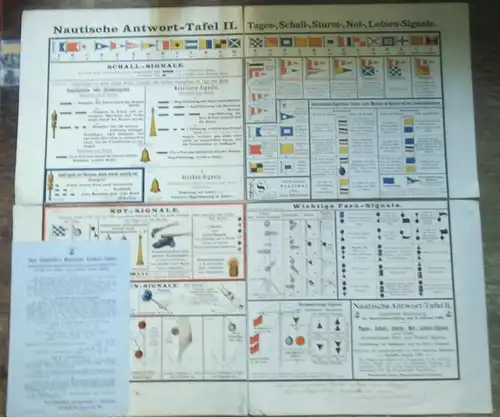 Nautische Tafel.   Conström, Paul: Nautische Antwort   Tafel II. Tages , Schall . Sturm . Not , Lotsen   Signale sowie.. 