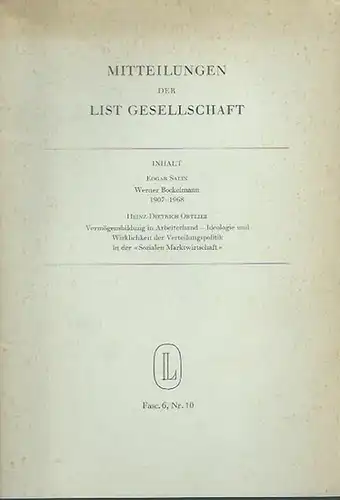 Salin, Edgar und Heinz Dietrich Ortlieb: Salin: Werner Bockelmann 1907 - 1968 / Ortlieb: Vermögensbildung in Arbeiterhand - Ideologie und Wirklichkeit der Verteilungspolitik in der...
