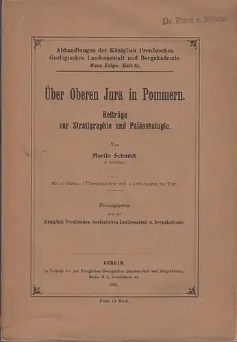 Schmidt, Martin: Über Oberen Jura in Pommern : Beiträge zur Stratigraphie und Paläontologie. (= Abhandlungen der Preußischen Geologischen Landesanstalt und Bergakademie ; Neue Folge Heft 41). 