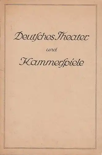 Blätter des Deutschen Theaters und der Kammerspiele. Spielzeit 1938 / 1939, Heft 1. Mit Besetzungsliste zu 'Mensch und Übermensch' von George Bernard Shaw. Regie: Erich.. 