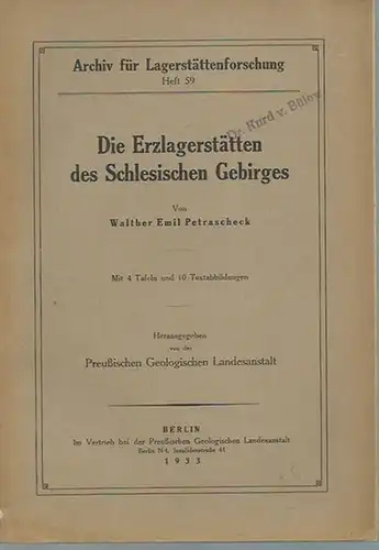 Petrascheck, Walther Emil: Die Erzlagerstätten des Schlesischen Gebirges. (= Archiv für Lagerstätten-Forschung, Heft 59). 