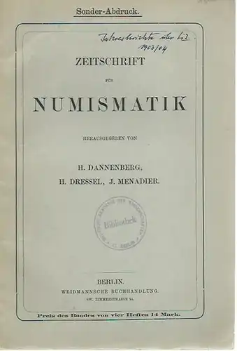 K. Regling: Antike Münzkunde. In: Zeitschrift für Numismatik. Jahresberichte über die numismatische Litteratur 1903, 1904. Sonder-Abdruck. Hrsg.: Dannenberg, H. / H. Dressel und J. Menadier...