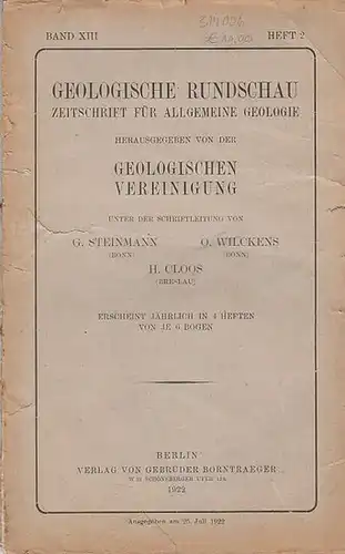 Geologische Rundschau.   Steinmann, G. / H. Cloos / O. Wilckens  (Schriftleitung).    K. Hummel / J. Moscheles: Geologische Rundschau. Zeitschrift.. 