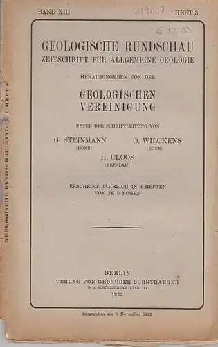 Geologische Rundschau. - Steinmann, G. / H. Cloos / O. Wilckens  (Schriftleitung). -  Walther Schiller / Richard A. Sonder: Geologische Rundschau. Zeitschrift für...