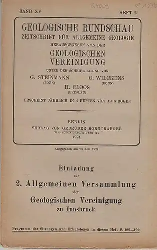 Geologische Rundschau. - Steinmann, G. / H. Cloos / O. Wilckens  (Schriftleitung). -  G. Berg / Hans Cloos / R. Balk / J...