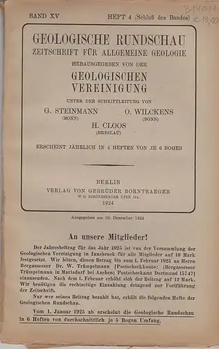 Geologische Rundschau.   Steinmann, G. / H. Cloos / O. Wilckens  (Schriftleitung).    Otto Wilckens / Friedrich Nölke / H. von.. 