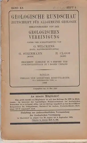 Geologische Rundschau.   Steinmann, G. / H. Cloos / O. Wilckens  (Schriftleitung).    Friedrich von Huene / Ernst Nowack / Karl.. 