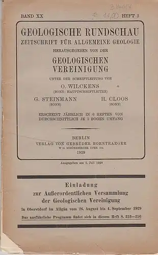 Geologische Rundschau.   Steinmann, G. / H. Cloos / O. Wilckens  (Schriftleitung).    Walter Geisler / Richard Uhden / E. Bederke.. 