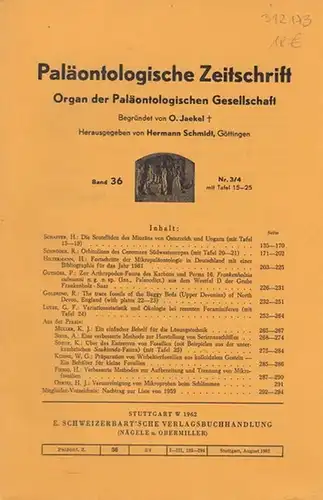 Paläontologische Zeitschrift. - Jaekel, O. (Begr.) - Schmidt, Hermann (Hrsg.). - H. Schaffer / R. Schröder / H. Hiltermann / P. Guthörl / R. Goldring...