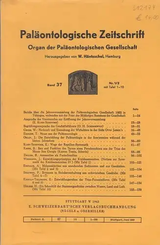 Paläontologische Zeitschrift. -  Häntzschel, W. (Hrsg.). - E. Kuhn-Schnyder / O.H. Schindewolf /  W. Gross / T. Edinger / J. Orlov / B...