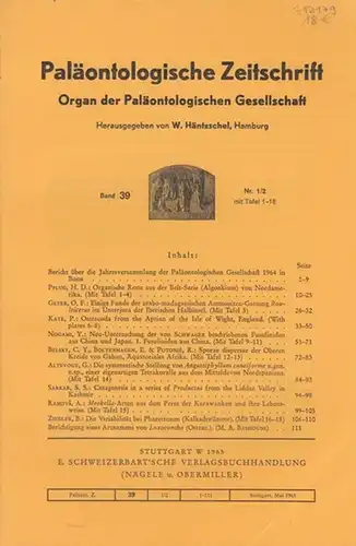Paläontologische Zeitschrift. -  Häntzschel, W. (Hrsg.). -  H.D. Pflug / O.F. Geyer / P. Kaye / Y. Nogami / C.Y. Belsky / E...