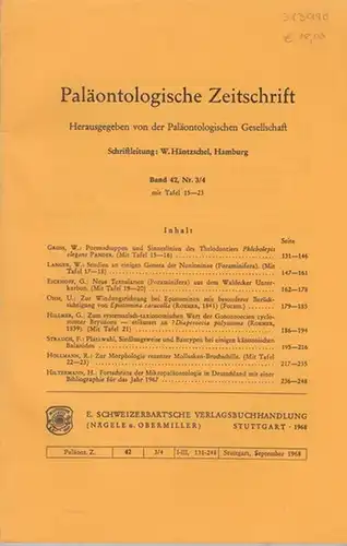 Paläontologische Zeitschrift. -  Häntzschel, W. (Hrsg.). -   W. Gross / W. Langer / G. Eickhoff / U. Ohm / G. Hillmer /...