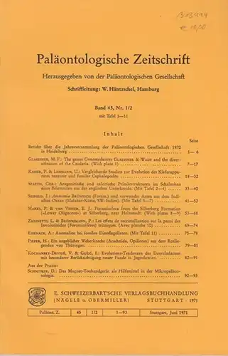 Paläontologische Zeitschrift. -  Häntzschel, W. (Hrsg.). -   M.F. Glaessner / P. Kaiser / U. Lehmann / Chr. Spaeth / I. Seibold /...