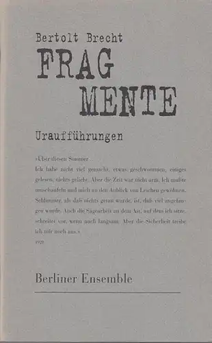 Berliner Ensemble. Bertolt Brecht: Fragmente. Uraufführungen. Spielzeit 1996 / 1997.  Intendanz Stephan Suschke / Peter Sauerbaum.     Kostüm  Barbara Naujok...