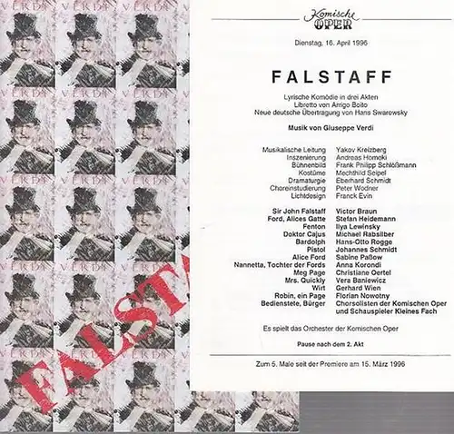 Komische Oper Berlin.  Musik Giuseppe Verdi: Falstaff.  Lyrische Komödie in 3 Akten.  Spielzeit 1996.   Inszenierung  Andreas Homoki.. 