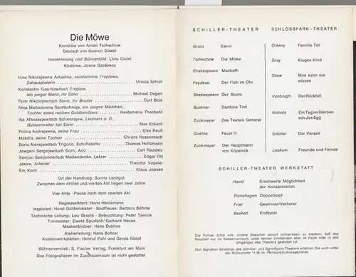 Schiller-Theater Berlin.  Anton Tschechow: Die Möwe. Komödie.  Spielzeit 1968 / 1969. Heft 202. General-Intendant Boleslaw Barlog.  Inszenierung  / Bühnenbild  Liviu...