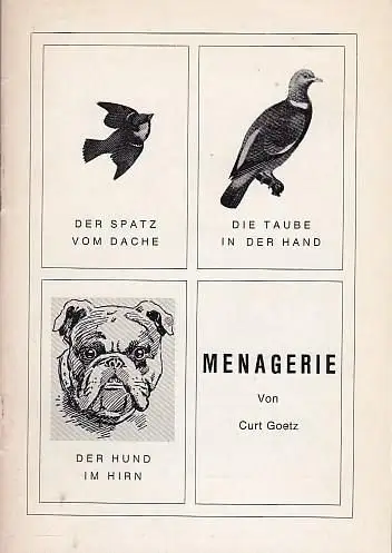 Menagerie (Der Spatz vom Dache / Die Taube in der Hand / Der Hund im Hirn).  Regie Valerie von Martens.    Bühnenbild.. 