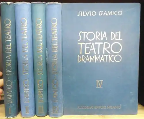 Amico, Silvio d': Storia del teatro drammatico. 4 vols. 1) Grecia e roma. Medioevo. 2) L'Europa dal rinascimento al romanticismo. 3) L'Ottocento. 4) Il teatro contemporaneo. Appendice: Teatri orientali. 