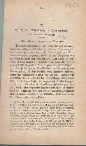 Müller, J.H: Bericht über Alterthümer  im  Hannoverschen. 
