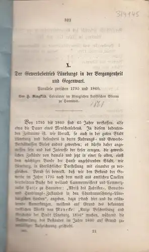 Ringklib, H: Der Gewerbebetrieb Lüneburgs in der Vergangenheit und Gegenwart. Parallele zwischen 1975 und 1860. 