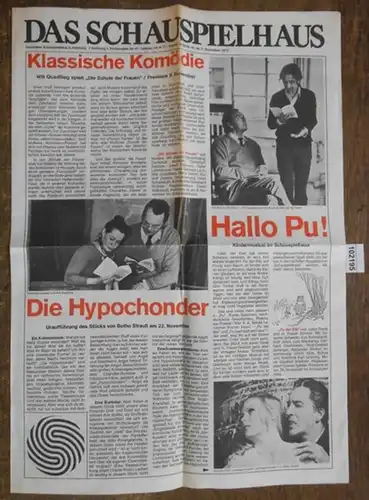 Hamburg, Deutsches Schauspielhaus: Zeitung mit Programm  Nr.3  November 1972.  Spielzeit  Nov. / Dez. 1972. Generalintendant Nagel, Ivan.  Programm der Vorstellungen. 