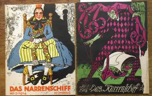Narrenschiff, Das.   Rudolf Goerrig (Hrsg.) / Edgar Stern (Red.): Das Narrenschiff. Hefte 1 und 2, 1914. Aus dem Inhalt: Heft 1) Edgar Stern:.. 