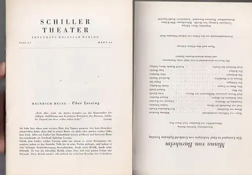 Berlin Schiller Theater.   Boleslaw Barlog (Intendanz / Hrsg.).   G. E. Lessing: Minna von Barnhelm. Spielzeit 1956 / 1957. Heft 64. Programmheft.. 